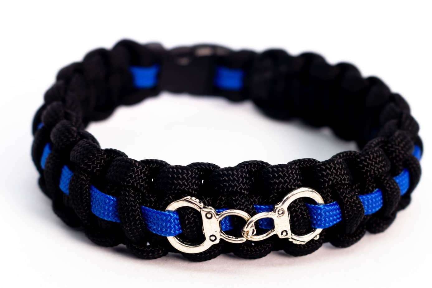 Paracord Wristband - Blue Line With Handcuffs - Thin Blue Line UK