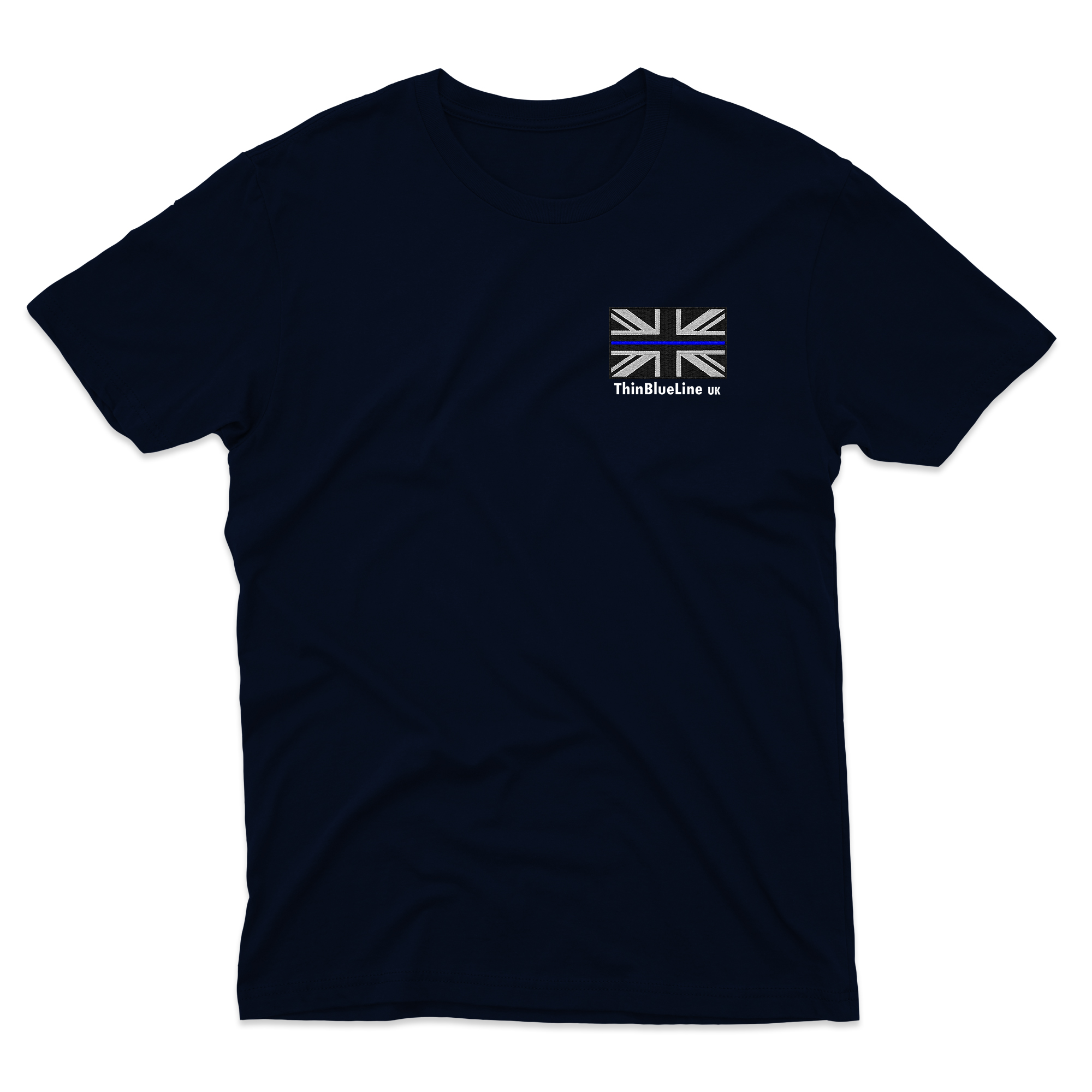Thin Blue Line T-Shirt - Blue Line Union Flag with Text - Thin Blue Line UK